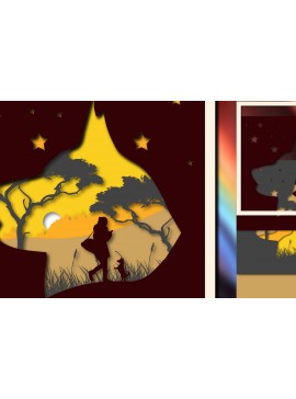 Σετ των 3 Intra απο ξύλο plywood 3mm-4mm πάχος - Dog Shadow Lightbox Laser 3D Δίασταση 20x20 cm INTRAFABR-22462070