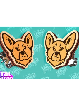 Σετ των 3 Intra απο ξύλο plywood 3mm-4mm πάχος - Πρότυπα κοπής με λέιζερ σκουλαρίκια με καρφιά σκύλου Δίασταση 3x3 cm INTRAFABR-96201239