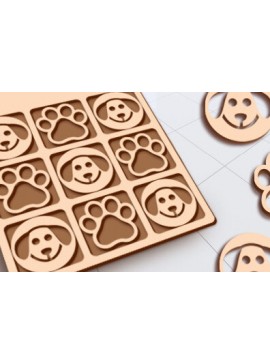 Σετ των 2 Intra απο ξύλο plywood 3mm-4mm πάχος -  κοπής λέιζερ παιχνιδιού Dog Tic Tac Toe Δίασταση 15x15 cm INTRAFABR-27675522