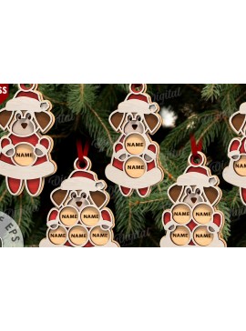 Σετ των 3 Intra απο ξύλο plywood 3mm-4mm πάχος - Χριστουγεννιάτικα στολίδια σκυλιών με λέιζερ Δίασταση 6x6 cm INTRAFABR-109880149