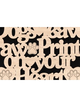 Σετ των 3 Intra απο ξύλο plywood 3mm-4mm πάχος - Σκύλοι αφήνουν αποτυπώματα ποδιών στο σημάδι της καρδιάς σας Δίασταση 4x4 cm INTRAFABR-105136328