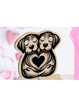 Σετ των 3 Intra απο ξύλο plywood 3mm-4mm πάχος - Dogs Love Στολίδι Αγίου Βαλεντίνου Κόψιμο με λέιζερ Δίασταση 6x6 cm INTRAFABR-113266763