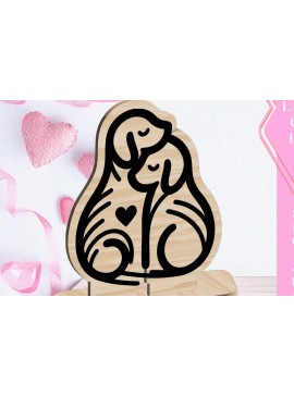 Σετ των 3 Intra απο ξύλο plywood 3mm-4mm πάχος - Dogs Love Στολίδι Αγίου Βαλεντίνου Κόψιμο με λέιζερ Δίασταση 6x6 cm INTRAFABR-113267139