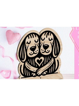 Σετ των 3 Intra απο ξύλο plywood 3mm-4mm πάχος - Dogs Love Στολίδι Αγίου Βαλεντίνου Κόψιμο με λέιζερ Δίασταση 6x6 cm INTRAFABR-113266385