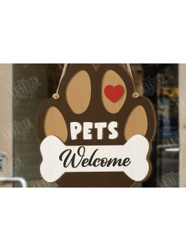 Σετ των 2 Intra απο ξύλο plywood 3mm-4mm πάχος - Σκύλοι Καλωσορίζουν Άτομα Ανεκτά Σήμα | CNC Δίασταση 30x20 cm INTRAFABR-123038925