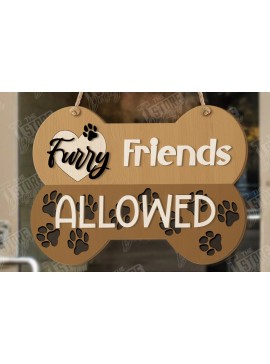 Σετ των 2 Intra απο ξύλο plywood 3mm-4mm πάχος - Σκύλοι Καλωσορίζουν Άτομα Ανεκτά Σήμα | CNC Δίασταση 30x20 cm INTRAFABR-123038931