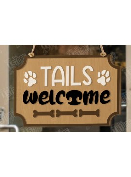 Σετ των 2 Intra απο ξύλο plywood 3mm-4mm πάχος - Σκύλοι Καλωσορίζουν Άτομα Ανεκτά Σήμα | CNC Δίασταση 30x20 cm INTRAFABR-123353130