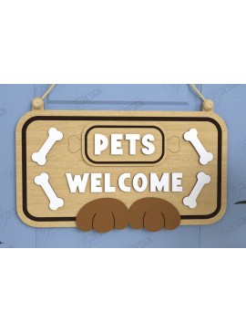 Intra απο ξύλο plywood 3mm-4mm πάχος - Σκύλοι Καλωσορίζουν Άτομα Ανεκτά Σήμα | CNC Δίασταση 30x20 cm INTRAFABR-118475491