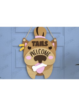 Σετ των 2 Intra απο ξύλο plywood 3mm-4mm πάχος - Σκύλοι Καλωσορίζουν Άτομα Ανεκτά Σήμα | CNC Δίασταση 30x20 cm INTRAFABR-118475494