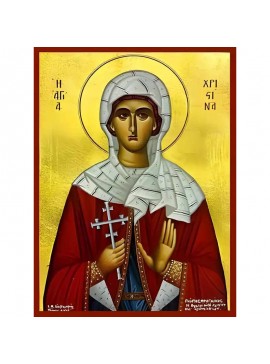 Εικόνα Ορθοδοξίας με περίγραμμα χρυσό σε ξύλο Φλαμουρίας  με  βάση Εικόνα ΑΓΙΑ ΧΡΙΣΤΙΝΑ, Η ΜΕΓΑΛΟΜΑΡΤΥΣ, ΤΥΡΟΥ Χειροποίητη Ελληνορθόδοξη εικόνα του Ιησού Χριστού, Κρεμαστή πλάκα βυζαντινής τέχνης, χριστιανική τέχνη Διάσταση 40x30 cm (10,2x7,9 ίντσες)  INT