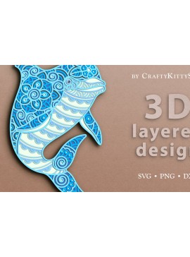 Intra απο ξύλο plywood 3mm-4mm πάχος -  αποκοπής  3D Layered Dolphin Δίασταση 30x20 cm INTRAFABR-37497442