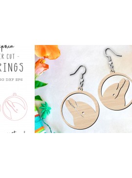 Intra απο ξύλο plywood 3mm-4mm πάχος - Σκουλαρίκια Dolphin Design Cut Laser Δίασταση 900x900 cm INTRAFABR-120429555