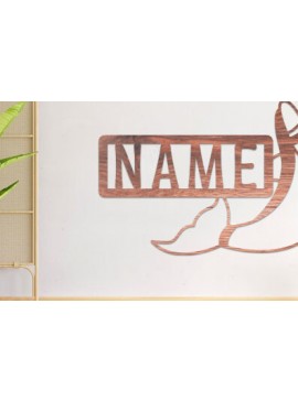 Σετ των 2 Intra απο ξύλο plywood 3mm-4mm πάχος - Dolphin Name Sin  Laser Cut Δίασταση 30x20 cm INTRAFABR-74828410