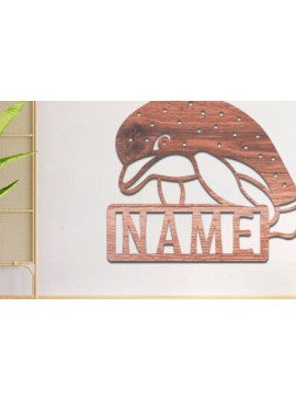 Σετ των 2 Intra απο ξύλο plywood 3mm-4mm πάχος - Dolphin Name Sin  Laser Cut Δίασταση 30x20 cm INTRAFABR-74828392