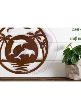Intra απο ξύλο plywood 3mm-4mm πάχος - Dolphin Silhouette Wall  Laser  Δίασταση 40x50 cm INTRAFABR-110038410