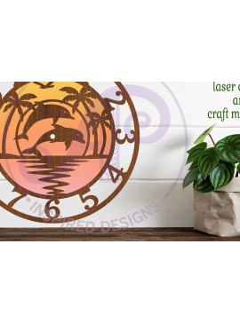 Intra απο ξύλο plywood 3mm-4mm πάχος - Πρότυπο κοπής με λέιζερ ρολόι τοίχου Dolphin Δίασταση 30x20 cm INTRAFABR-95548350