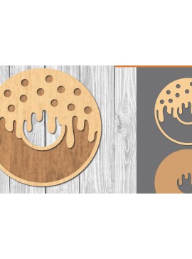 Σετ των 2 Intra απο ξύλο plywood 3mm-4mm πάχος - Διακόσμηση κοπής με λέιζερ ντόνατ  1 Δίασταση 20x20 cm INTRAFABR-109510927
