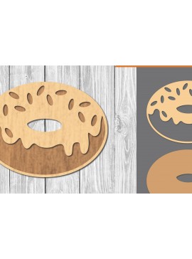 Σετ των 2 Intra απο ξύλο plywood 3mm-4mm πάχος - Διακόσμηση κοπής με λέιζερ ντόνατ  2 Δίασταση 20x20 cm INTRAFABR-109511005