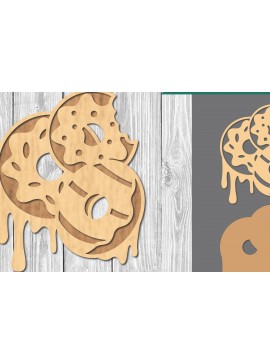 Σετ των 2 Intra απο ξύλο plywood 3mm-4mm πάχος - Διακόσμηση κοπής με λέιζερ ντόνατ  3 Δίασταση 20x20 cm INTRAFABR-109409962