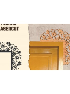 Σετ των 2 Intra απο ξύλο plywood 3mm-4mm πάχος - Γωνιακή πόρτας Floral Lasercut Δίασταση 20x20 cm INTRAFABR-123513042