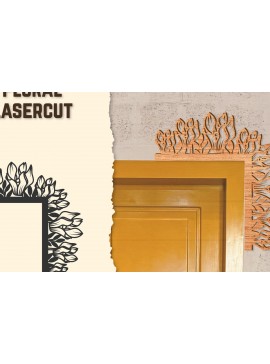 Σετ των 3 Intra απο ξύλο plywood 3mm-4mm πάχος - Γωνιακή πόρτας Floral Lasercut Δίασταση 20x20 cm INTRAFABR-123513048