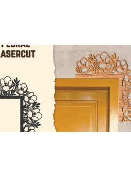 Σετ των 2 Intra απο ξύλο plywood 3mm-4mm πάχος - Γωνιακή πόρτας Floral Lasercut Δίασταση 20x20 cm INTRAFABR-123513052