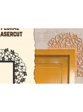 Σετ των 3 Intra απο ξύλο plywood 3mm-4mm πάχος - Γωνιακή πόρτας Floral Lasercut Δίασταση 20x20 cm INTRAFABR-123513057