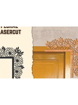 Σετ των 2 Intra απο ξύλο plywood 3mm-4mm πάχος - Γωνιακή πόρτας Floral Lasercut Δίασταση 20x20 cm INTRAFABR-123513018