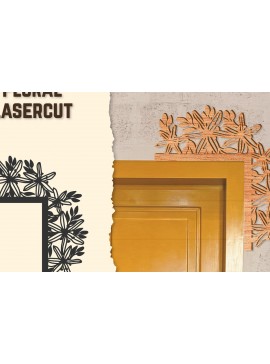 Σετ των 2 Intra απο ξύλο plywood 3mm-4mm πάχος - Γωνιακή πόρτας Floral Lasercut Δίασταση 20x20 cm INTRAFABR-123513025