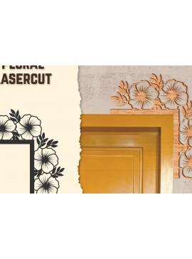 Σετ των 2 Intra απο ξύλο plywood 3mm-4mm πάχος - Γωνιακή πόρτας Floral Lasercut Δίασταση 20x20 cm INTRAFABR-123513032