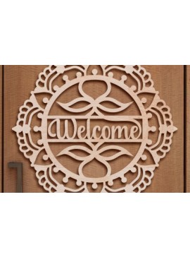 Intra απο ξύλο plywood 3mm-4mm πάχος - Σήμα υποδοχής πόρτας Laser Cut . Δίασταση 30x30 cm INTRAFABR-78340665