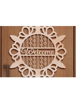 Intra απο ξύλο plywood 3mm-4mm πάχος - Σήμα υποδοχής πόρτας Laser Cut . Δίασταση 30x30 cm INTRAFABR-78340674