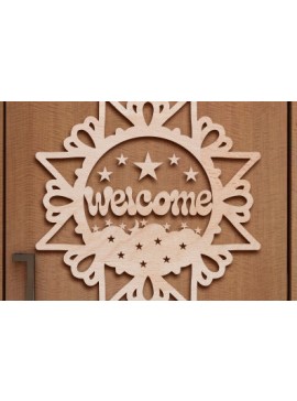 Σετ των 2 Intra απο ξύλο plywood 3mm-4mm πάχος - Σήμα υποδοχής πόρτας Laser Cut . Δίασταση 30x30 cm INTRAFABR-78340678