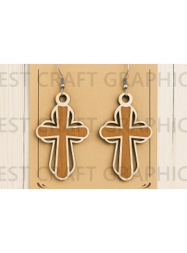 Σετ των 3 Intra απο ξύλο plywood 3mm-4mm πάχος - Dove Earrings – Holy Spirit  Δίασταση 3x3 cm INTRAFABR-124957714