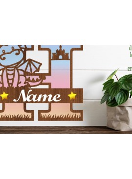 Σετ των 2 Intra απο ξύλο plywood 3mm-4mm πάχος - Δράκος κεφαλαίο μονόγραμμα Γράμμα H  Αποκοπή Δίασταση 30x20 cm INTRAFABR-75363666