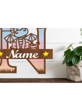 Intra απο ξύλο plywood 3mm-4mm πάχος - Δράκος κεφαλαίο μονόγραμμα Γράμμα N  Cut Δίασταση 30x20 cm INTRAFABR-75363766