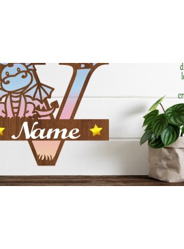 Intra απο ξύλο plywood 3mm-4mm πάχος - Δράκος κεφαλαίο μονόγραμμα Γράμμα V  Cut Δίασταση 30x20 cm INTRAFABR-75363952