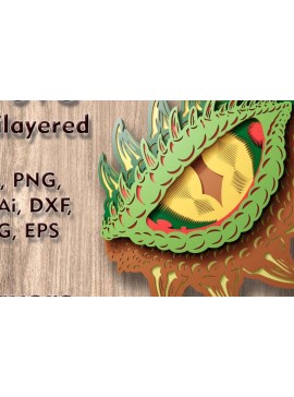 Σετ των 3 Intra απο ξύλο plywood 3mm-4mm πάχος - Αρχεία λέιζερ πολλαπλών επιπέδων Dragon Eye 3D  Δίασταση 8x10 cm INTRAFABR-109449761