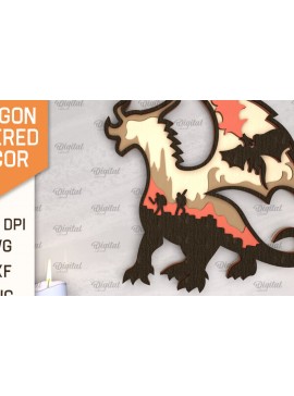 Intra απο ξύλο plywood 3mm-4mm πάχος - Dragon Layered Decor Σχέδιο κοπής με λέιζερ Δίασταση 30x20 cm INTRAFABR-102986938