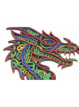 Σετ των 2 Intra απο ξύλο plywood 3mm-4mm πάχος - Dragon Mecha Mandala Δίασταση 30x30 cm INTRAFABR-24815087