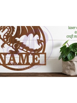 Intra απο ξύλο plywood 3mm-4mm πάχος - Dragon Name Sign Design  Laser Cut Te Δίασταση 30x20 cm INTRAFABR-96847481