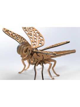 Σετ των 2 Intra απο ξύλο plywood 3mm-4mm πάχος - Dragonfly 3D Animal  για Laser Cutting Δίασταση 20x20 cm INTRAFABR-79733326