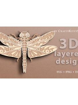 Σετ των 2 Intra απο ξύλο plywood 3mm-4mm πάχος - Dragonfly 3D Layered  Cut  Δίασταση 30x20 cm INTRAFABR-37304271