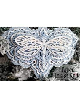 Σετ των 3 Intra απο ξύλο plywood 3mm-4mm πάχος - Dragonfly 3D στολίδι με στρώματα χαρτιού Δίασταση 6x6 cm INTRAFABR-16937899