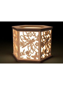 Σετ των 2 Intra απο ξύλο plywood 3mm-4mm πάχος - Κεριοφόρος Dragonfly Cut Laser Δίασταση 30x20 cm INTRAFABR-115911868