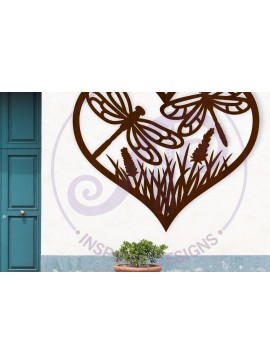 Σετ των 2 Intra απο ξύλο plywood 3mm-4mm πάχος - Επιτοίχια επιγραφή Dragonfly Heart,  . Δίασταση 20x20 cm INTRAFABR-121785142