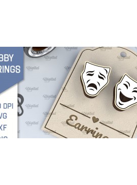 Σετ των 3 Intra απο ξύλο plywood 3mm-4mm πάχος - Δράμα Σκουλαρίκια Laser Cut Design Δίασταση 3x3 cm INTRAFABR-104759733