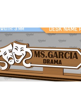 Σετ των 2 Intra απο ξύλο plywood 3mm-4mm πάχος - Drama Teacher Desk Name Plate Laser Cut Δίασταση 30x20 cm INTRAFABR-103440731