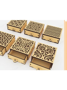 Σετ των 3 Intra απο ξύλο plywood 3mm-4mm πάχος - Αρχεία  Cut Laser Box Drawer Box Δίασταση 100x100 cm INTRAFABR-72392558