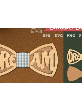 Σετ των 2 Intra απο ξύλο plywood 3mm-4mm πάχος - Dream Laser Cut Bowtie  Δίασταση 20x20 cm INTRAFABR-112130396